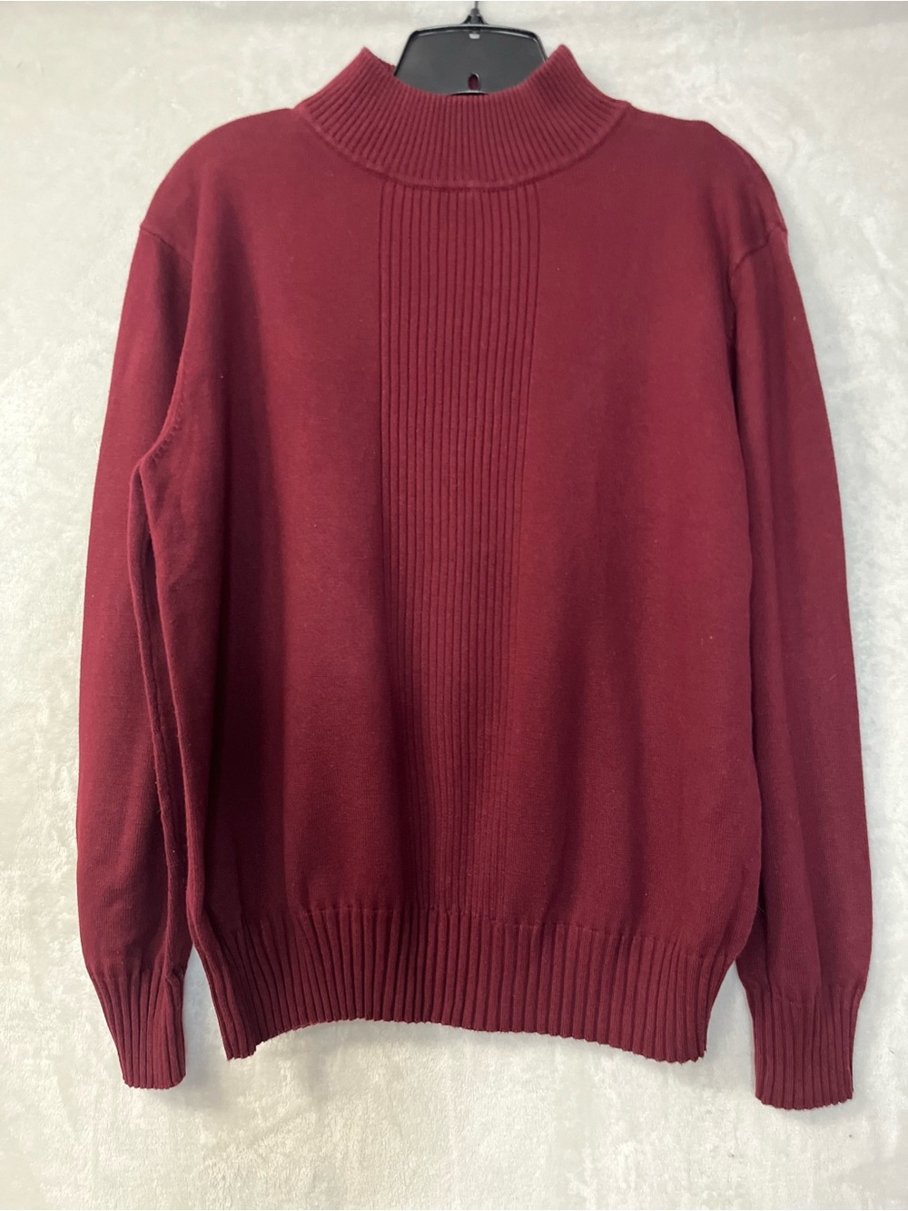 Dress Barn Burgundy Rib-Panel Mock Neck Sweater